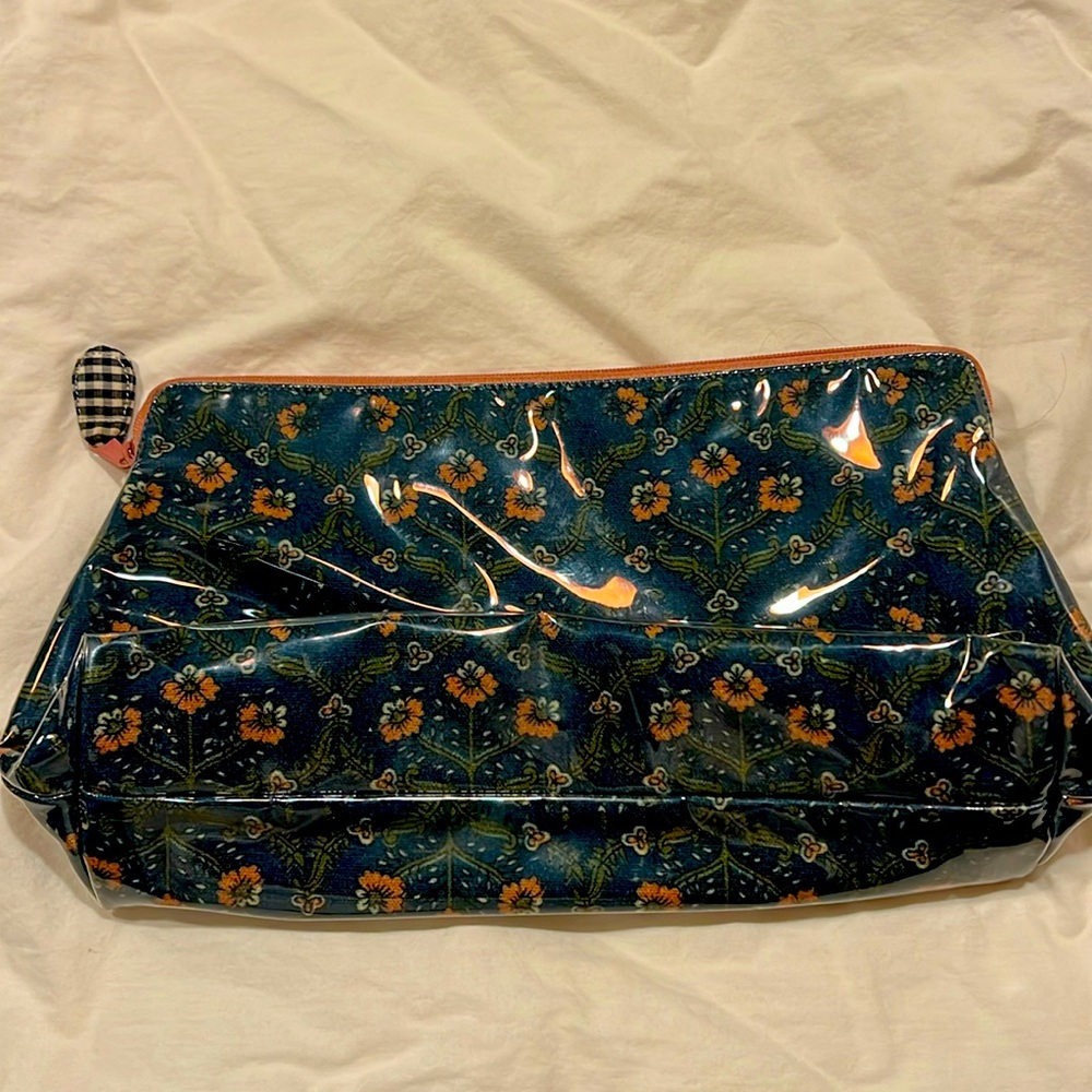Cosmetic Case Roberta Roller Rabbit beautiful teal floral print.